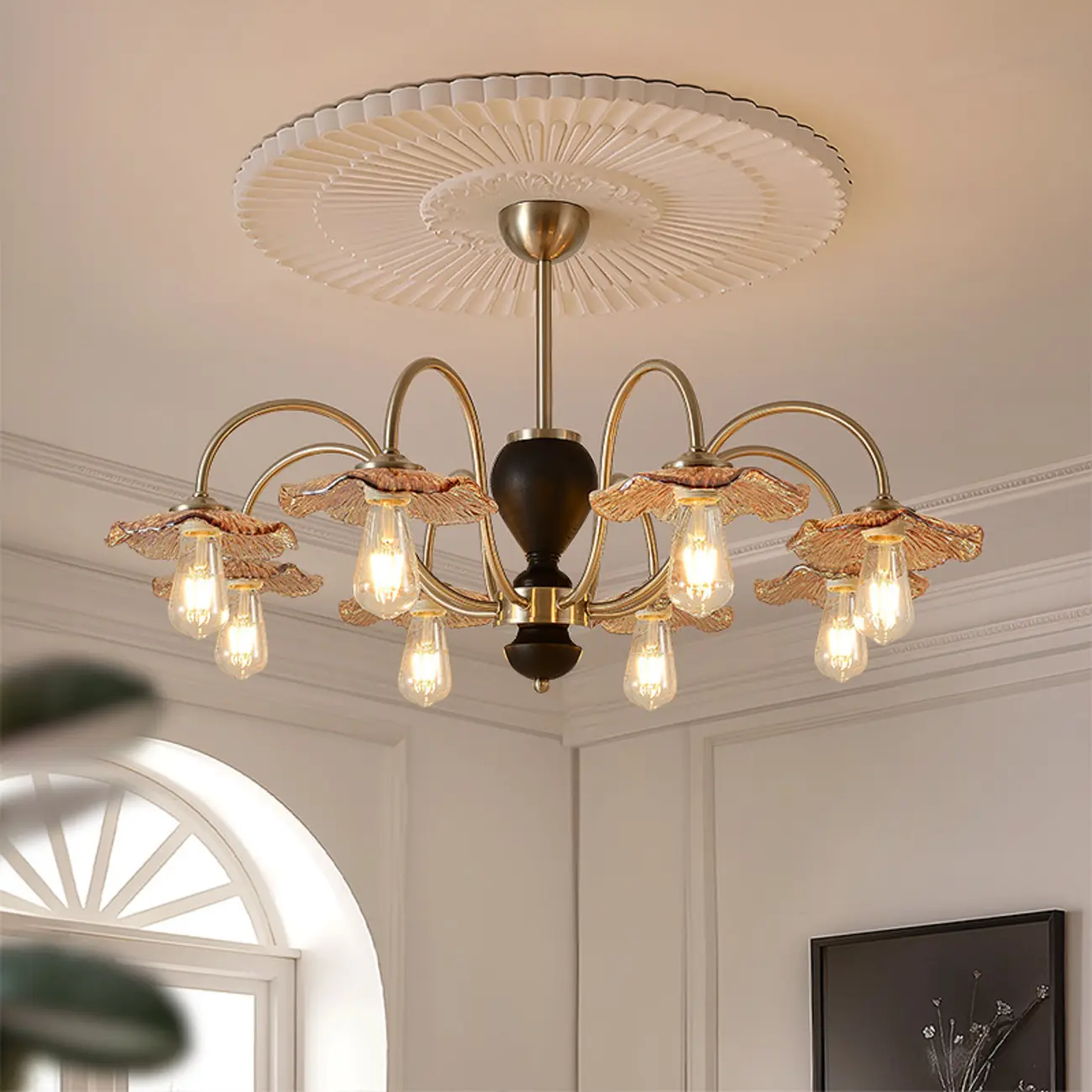 Retro Geometric 6/8 Lights Glass Chandelier in Chrome  Image - 1 | homeyfad