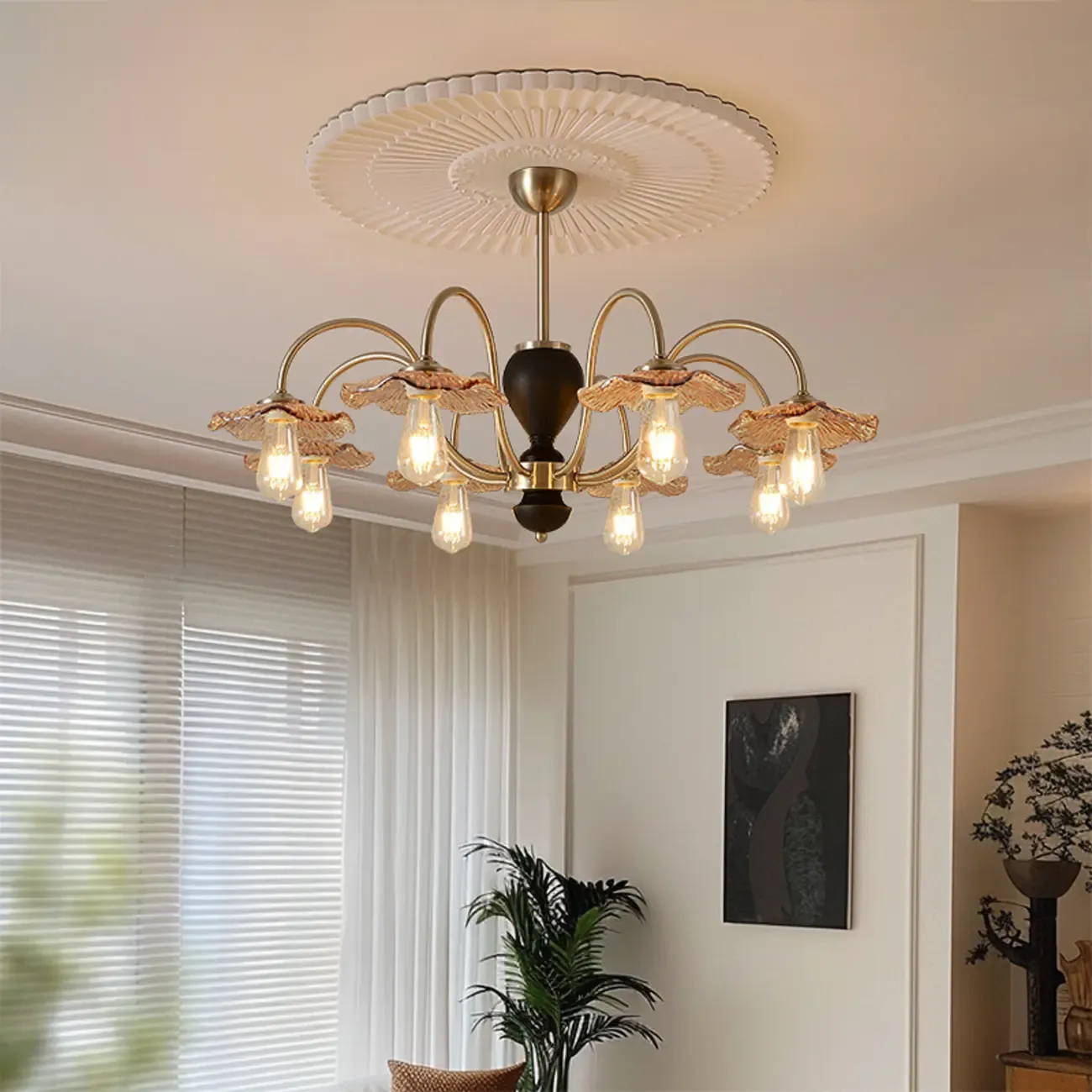 Retro Geometric 6/8 Lights Glass Chandelier in Chrome  Image - 2