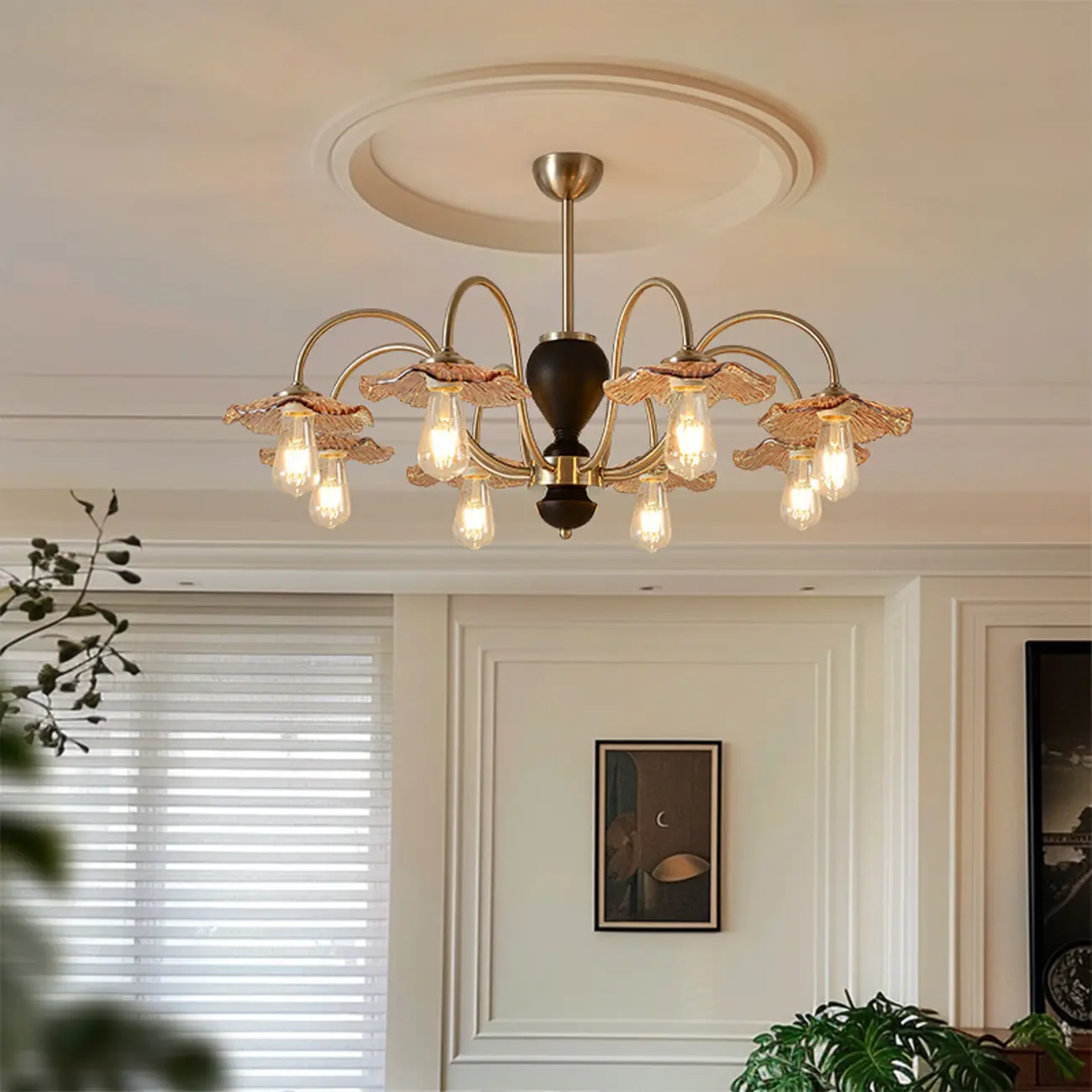 Retro Geometric 6/8 Lights Glass Chandelier in Chrome  Image - 3 | homeyfad