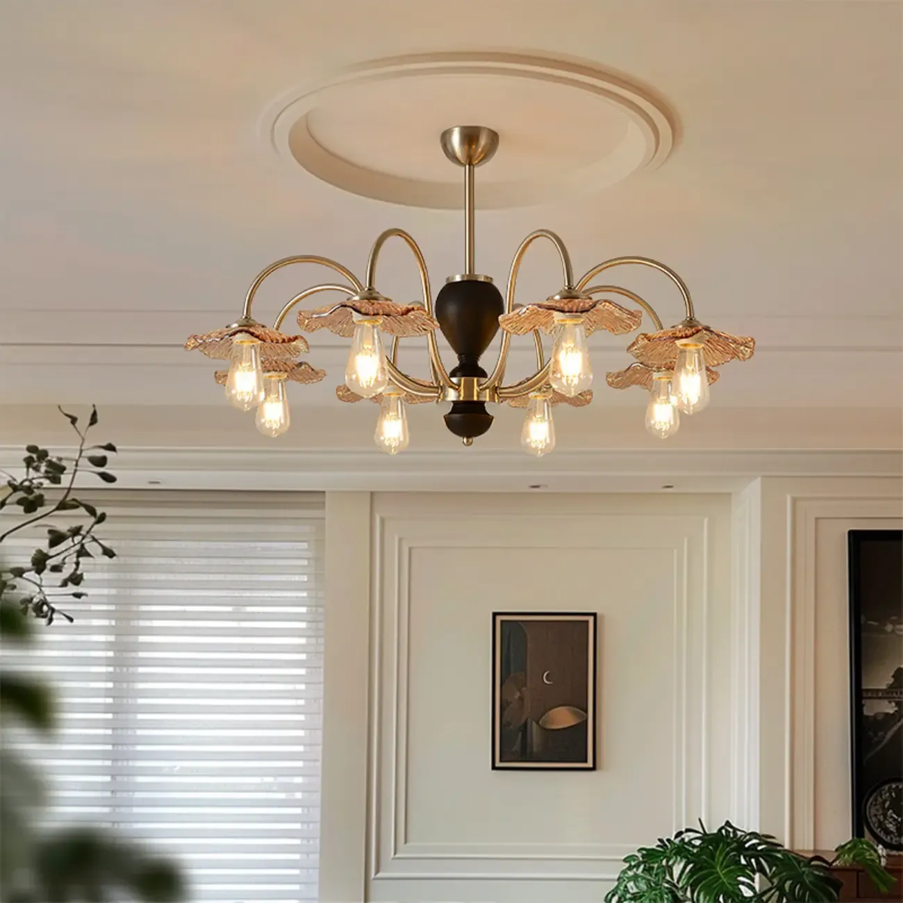 Retro Geometric 6/8 Lights Glass Chandelier in Chrome  Image - 3