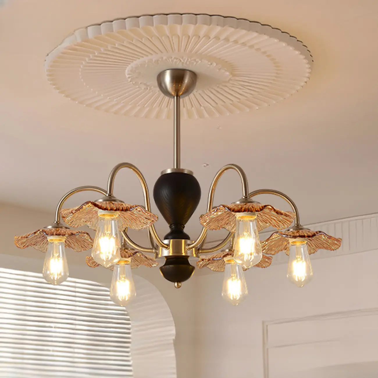 Retro Geometric 6/8 Lights Glass Chandelier in Chrome  Image - 10 | homeyfad