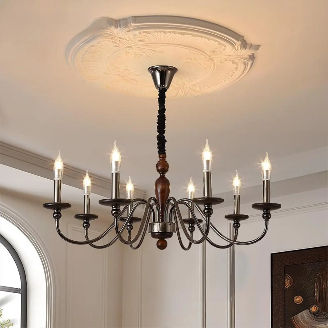 Modern Black 6/8 Light Candelabra Chandelier in Dimmable  Image - 1 | homeyfad