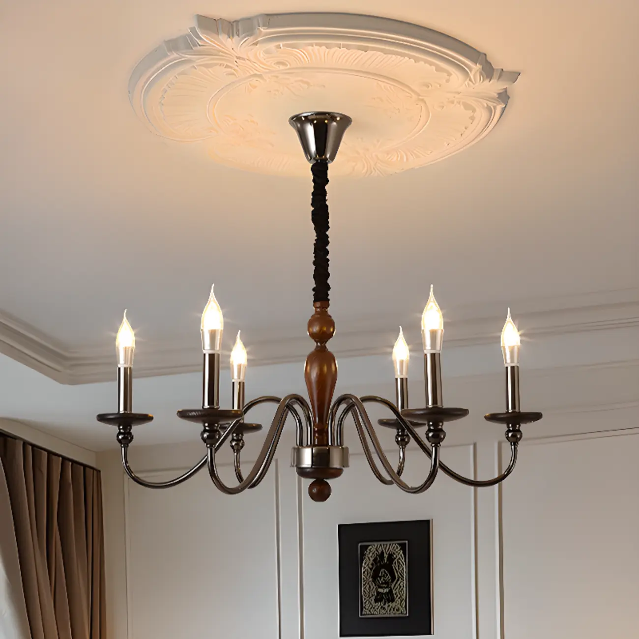 Modern Black 6/8 Light Candelabra Chandelier in Dimmable  Image - 5 | homeyfad