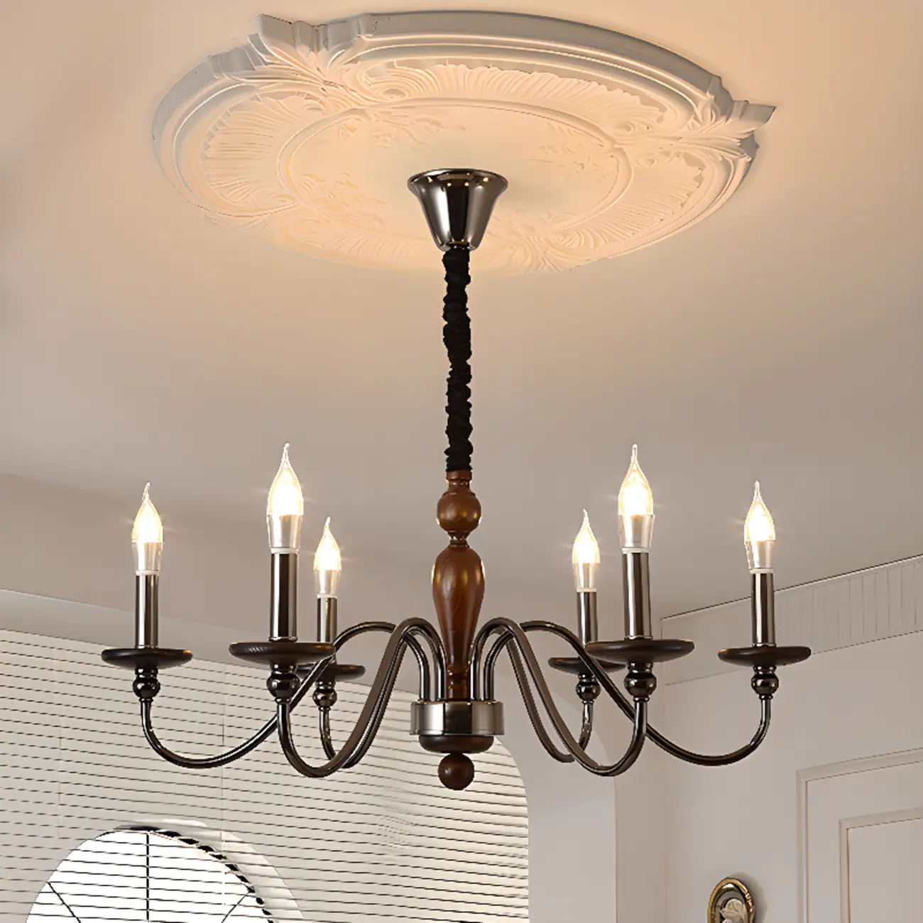 Modern Black 6/8 Light Candelabra Chandelier in Dimmable  Image - 6 | homeyfad