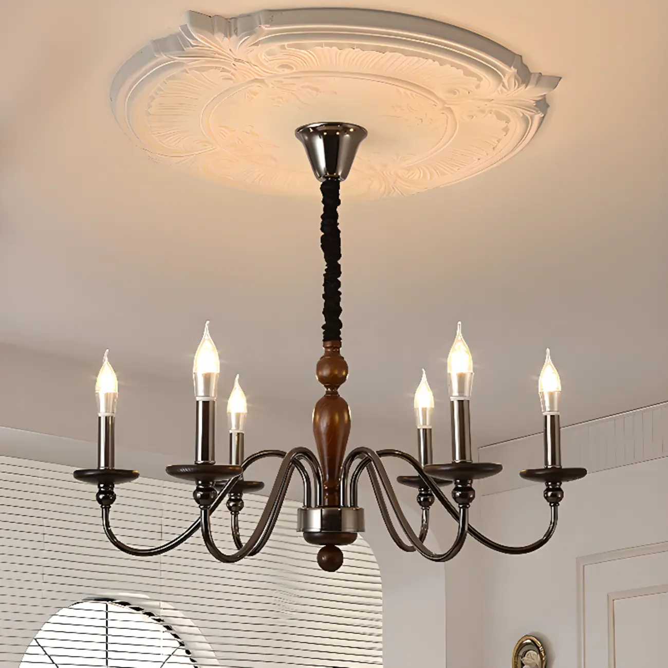 Modern Black 6/8 Light Candelabra Chandelier in Dimmable  Image - 6
