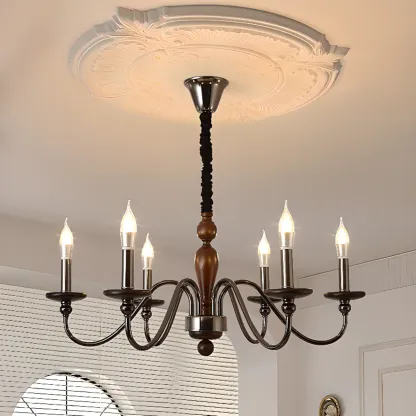 Modern Black 6/8 Light Candelabra Chandelier in Dimmable  Image - 6