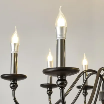 Modern Black 6/8 Light Candelabra Chandelier in Dimmable  Image - 7