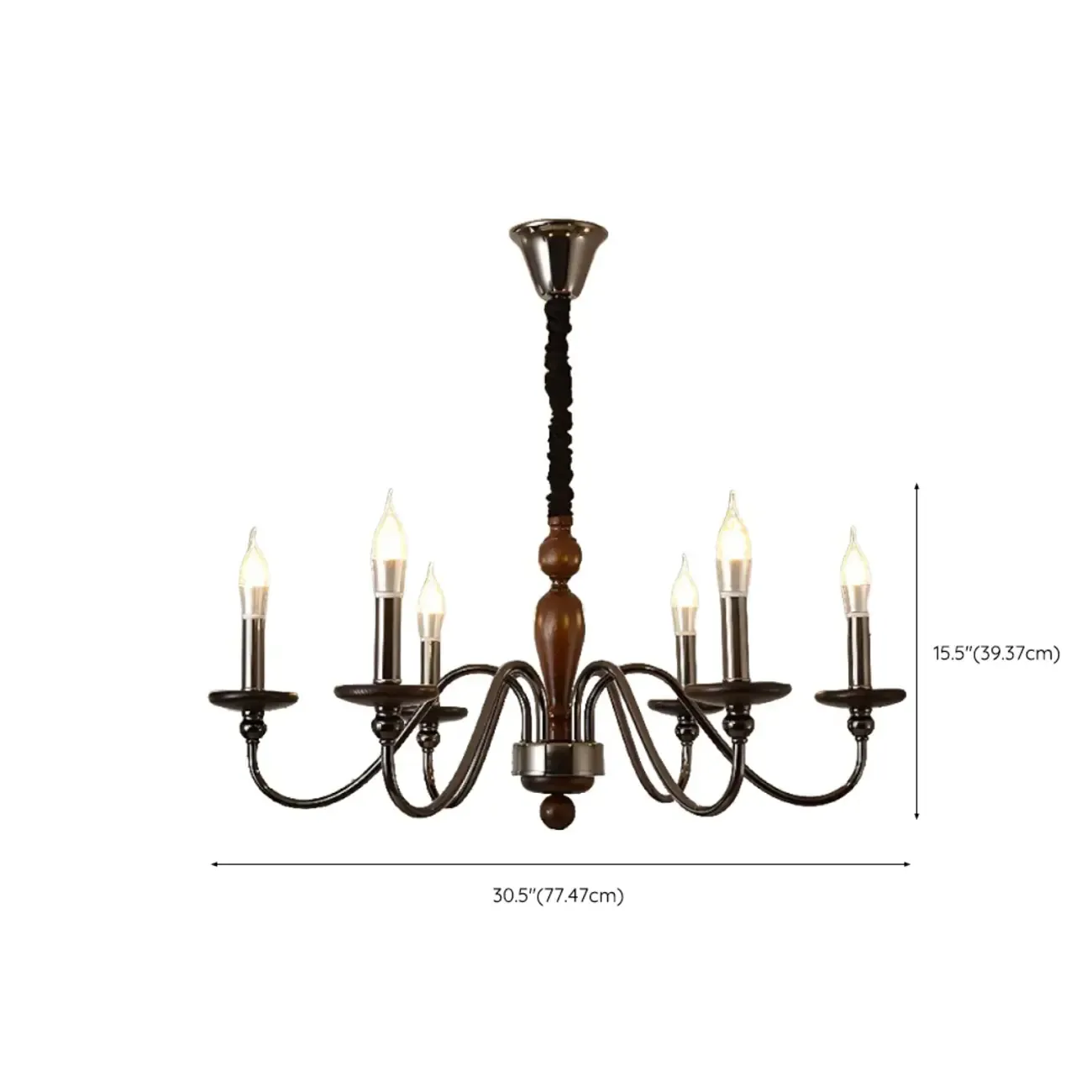 Modern Black 6/8 Light Candelabra Chandelier in Dimmable  #size