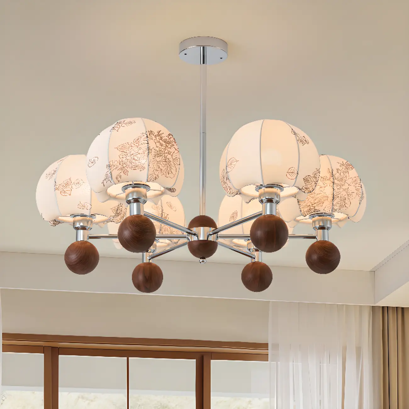 Black Floral Metal Glass Modern Linear Chandelier Image - 3 | homeyfad