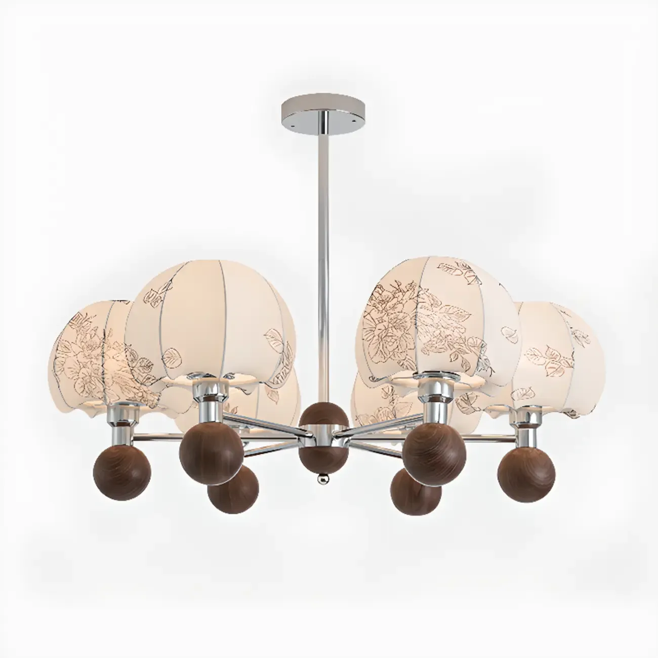 Black Floral Metal Glass Modern Linear Chandelier Image - 9