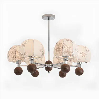 Black Floral Metal Glass Modern Linear Chandelier Image - 9