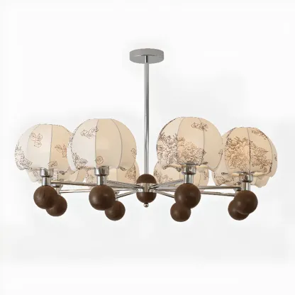 Black Floral Metal Glass Modern Linear Chandelier Image - 10