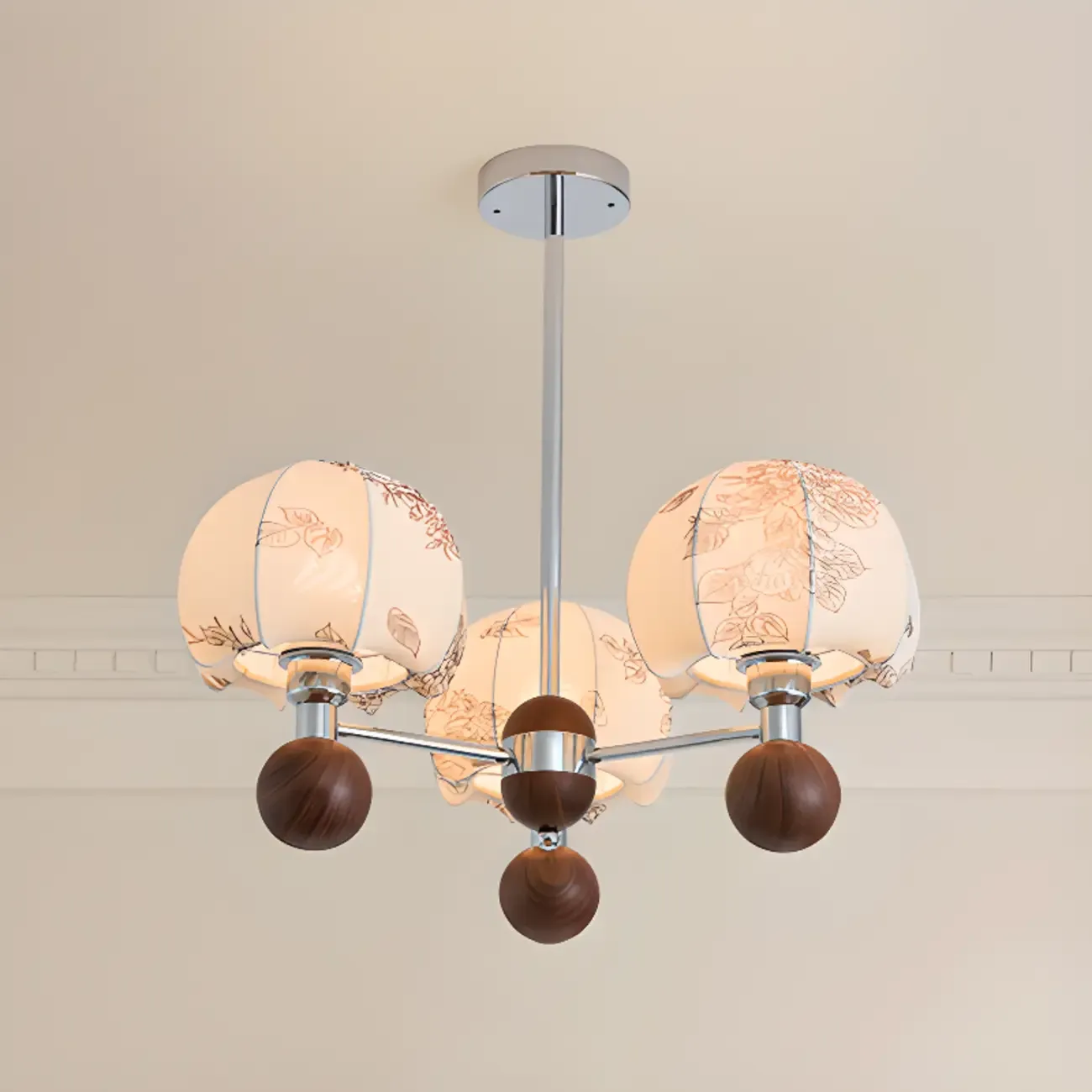 Black Floral Metal Glass Modern Linear Chandelier Image - 4