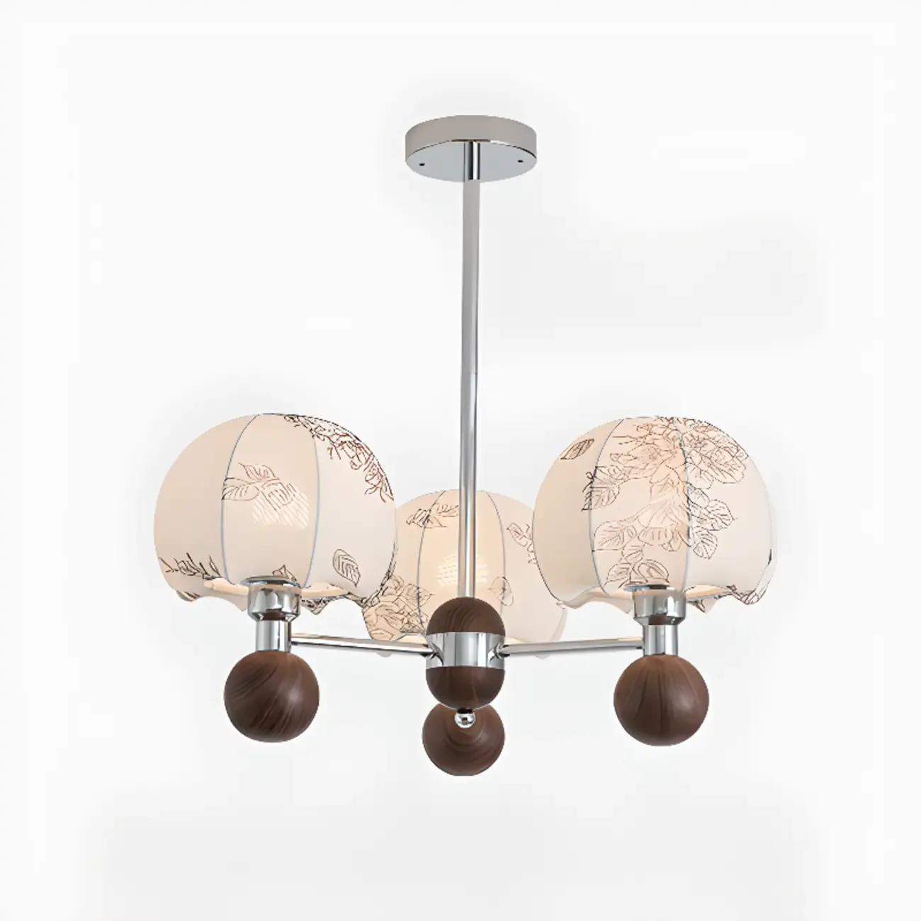 Black Floral Metal Glass Modern Linear Chandelier Image - 11