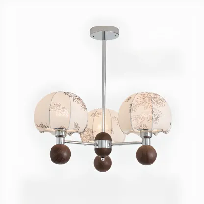 Black Floral Metal Glass Modern Linear Chandelier Image - 11