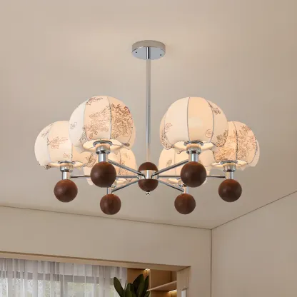 Black Floral Metal Glass Modern Linear Chandelier Image - 2