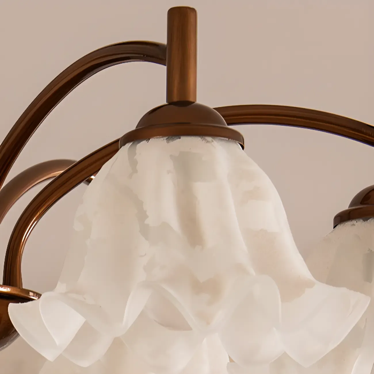 Bronze Floral Glass Semi Flush Mount Chandelier Retro Image - 6