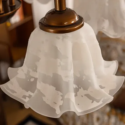 Bronze Floral Glass Semi Flush Mount Chandelier Retro Image - 5