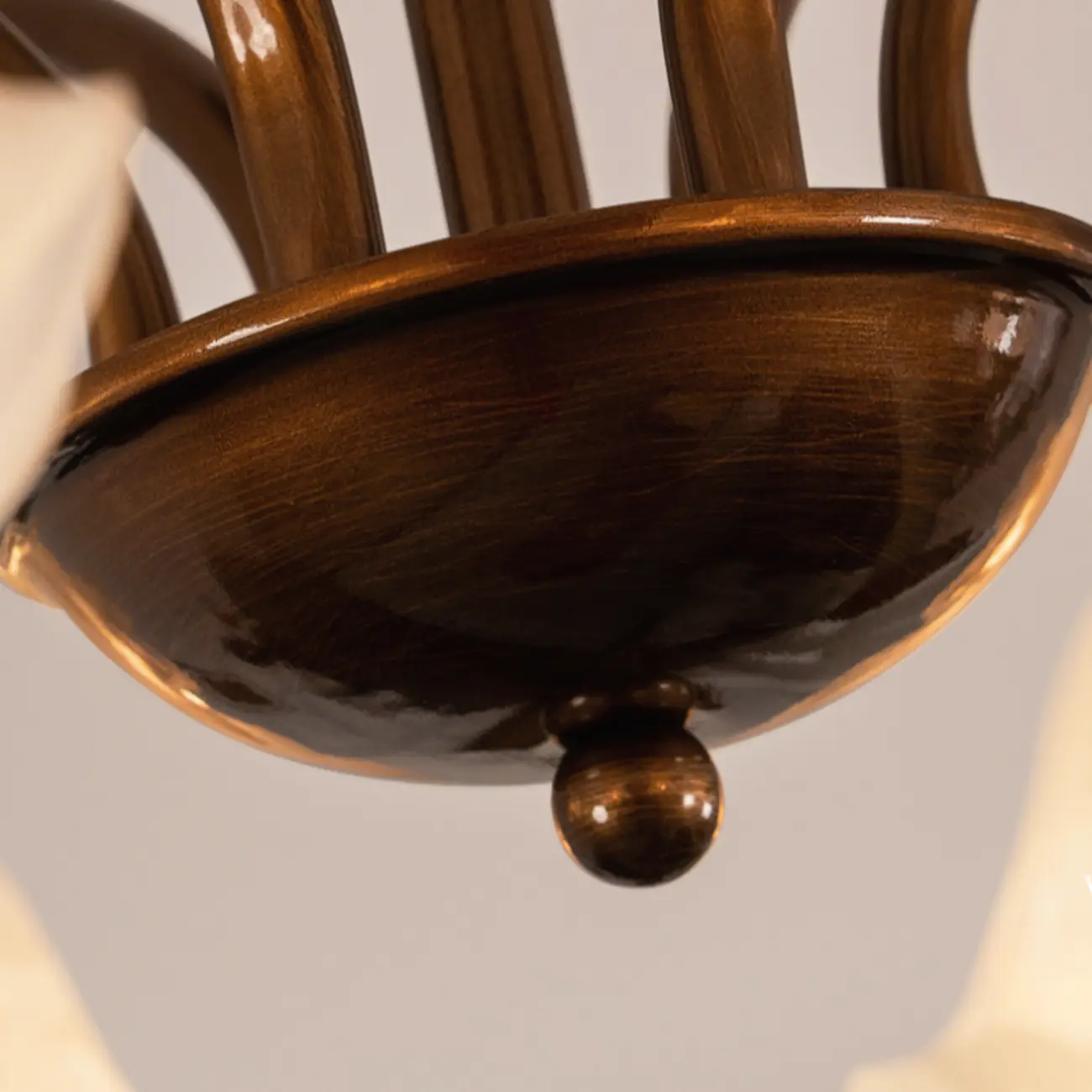 Bronze Floral Glass Semi Flush Mount Chandelier Retro Image - 9 | homeyfad