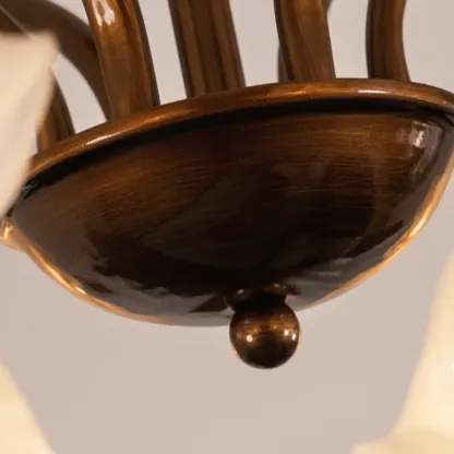 Bronze Floral Glass Semi Flush Mount Chandelier Retro Image - 9