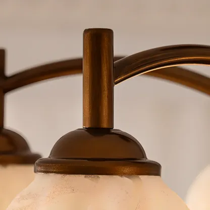 Bronze Floral Glass Semi Flush Mount Chandelier Retro Image - 10