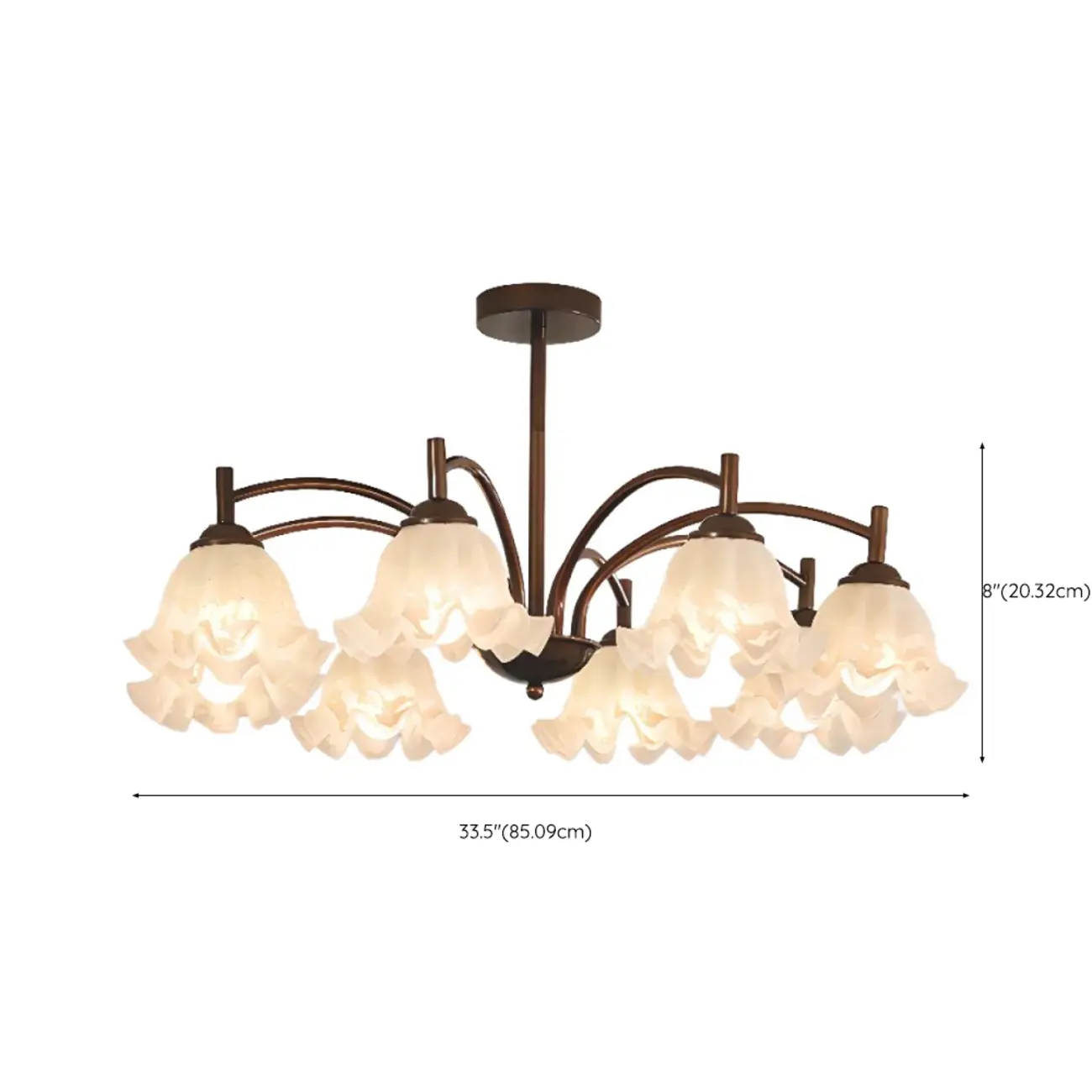 Bronze Floral Glass Semi Flush Mount Chandelier Retro Image - 14 | homeyfad