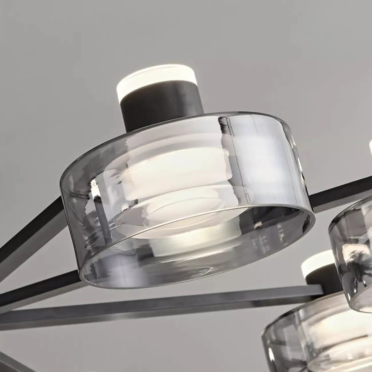 Modern Black Circle Round Glass LED Chandelier Image - 12 | homeyfad