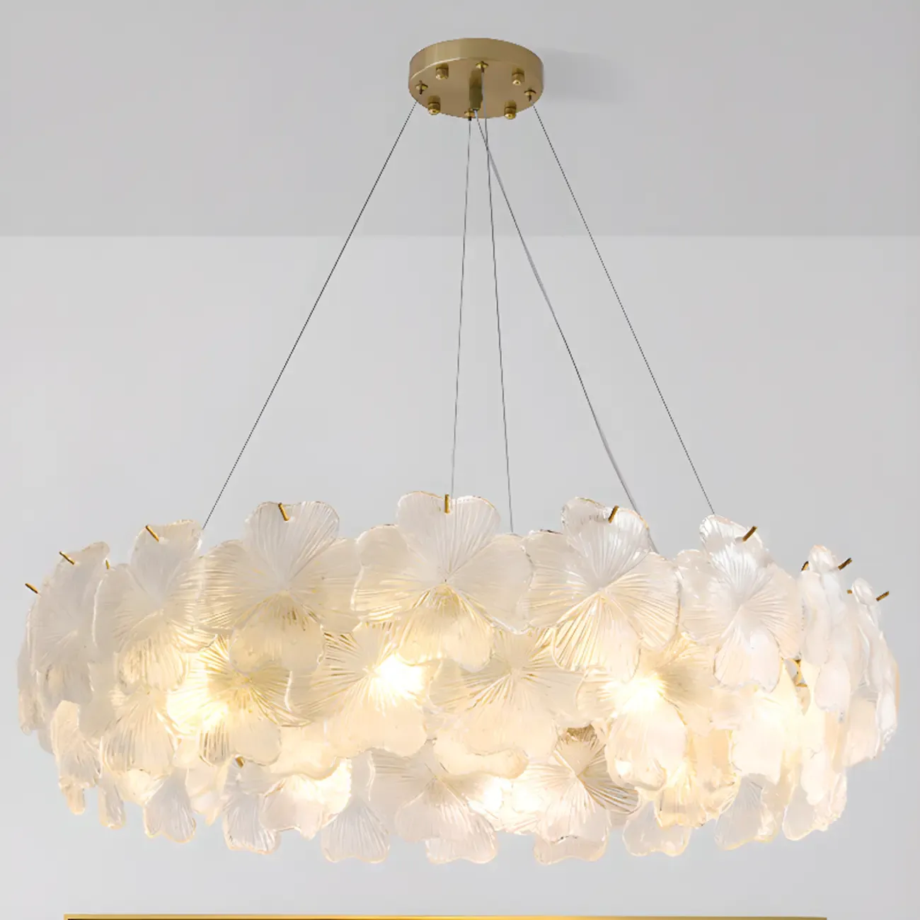 Gold Glass Floral Modern Crystal Chandelier Light Image - 1