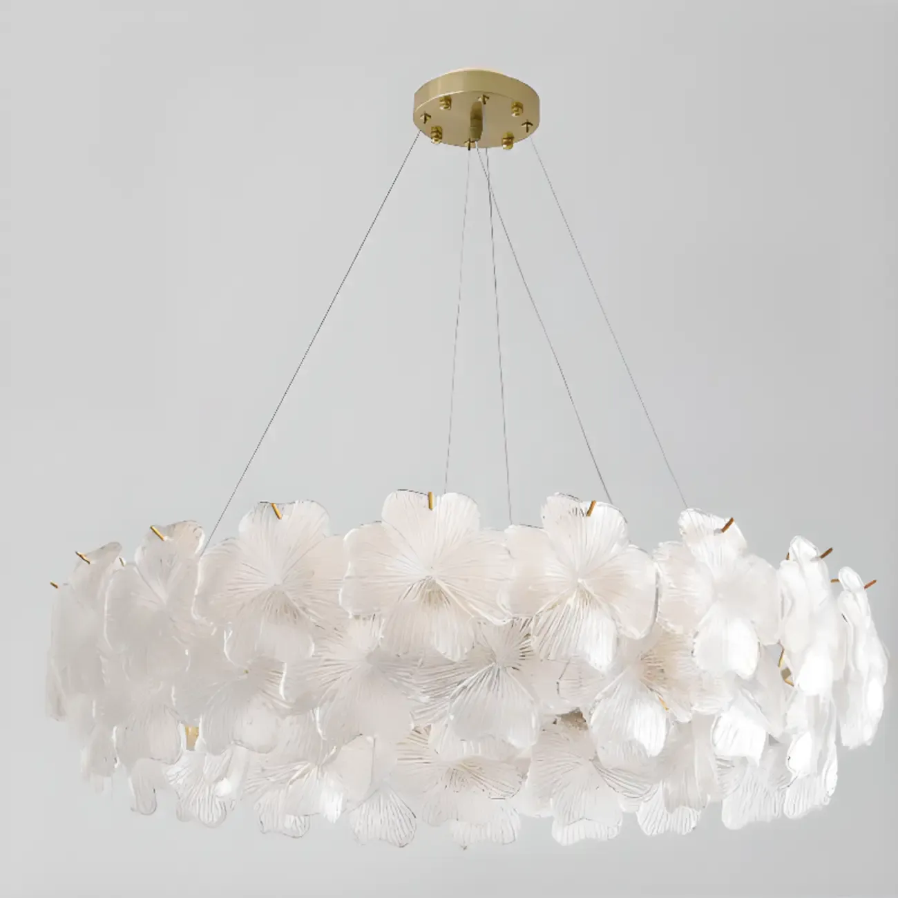 Gold Glass Floral Modern Crystal Chandelier Light Image - 3