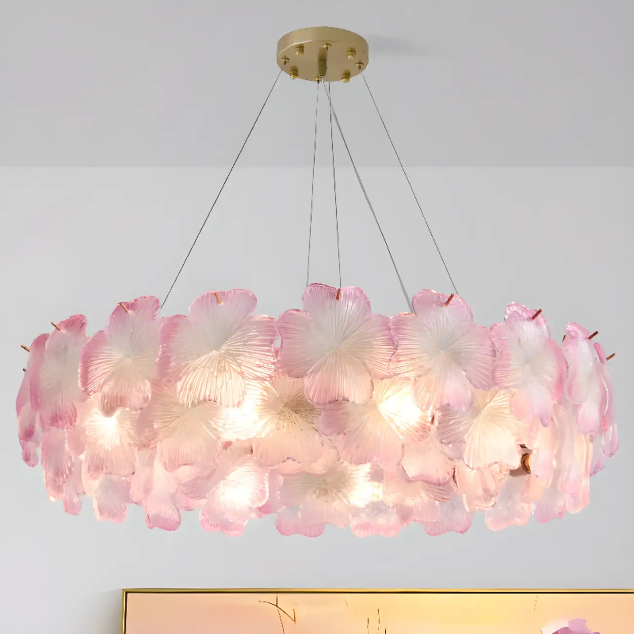 Gold Glass Floral Modern Crystal Chandelier Light Image - 5