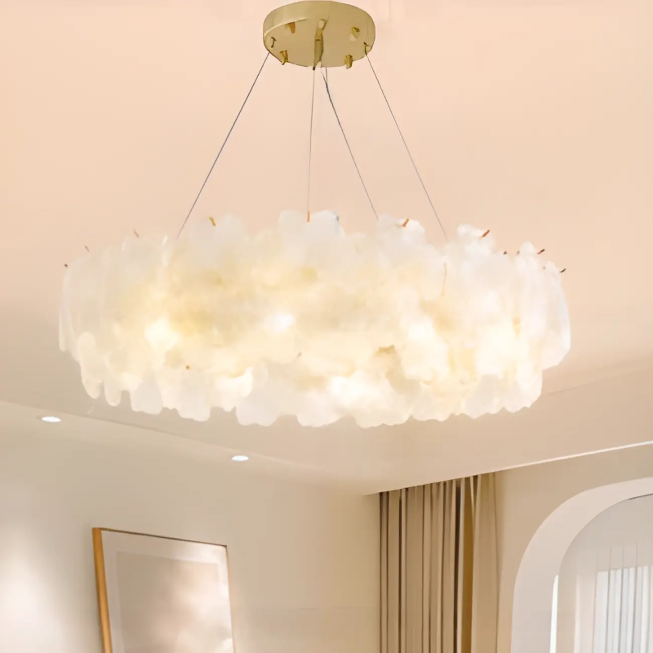 Gold Glass Floral Modern Crystal Chandelier Light Image - 7 | homeyfad