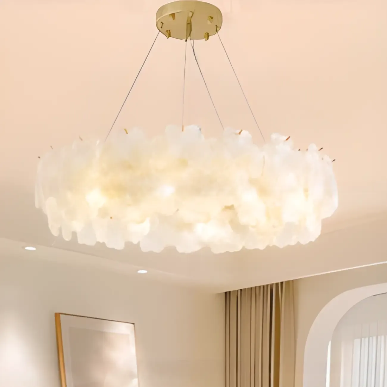 Gold Glass Floral Modern Crystal Chandelier Light Image - 7