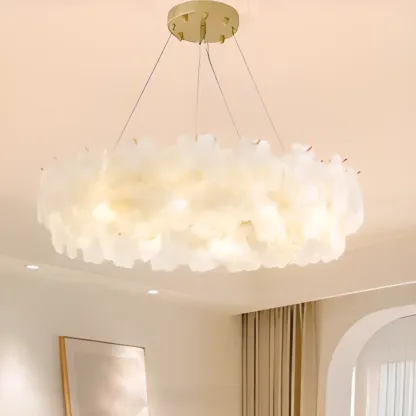 Gold Glass Floral Modern Crystal Chandelier Light Image - 7