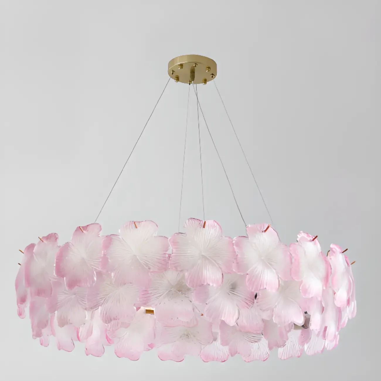 Gold Glass Floral Modern Crystal Chandelier Light Image - 9