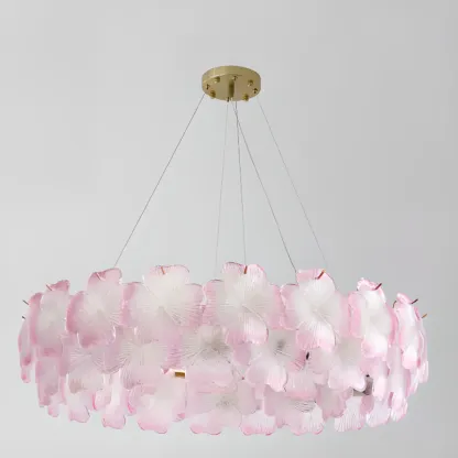 Gold Glass Floral Modern Crystal Chandelier Light Image - 9