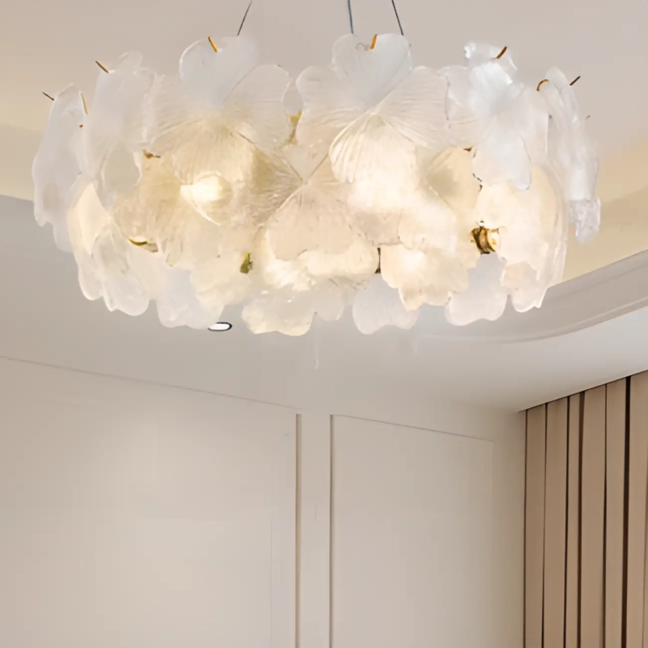 Gold Glass Floral Modern Crystal Chandelier Light Image - 8 | homeyfad