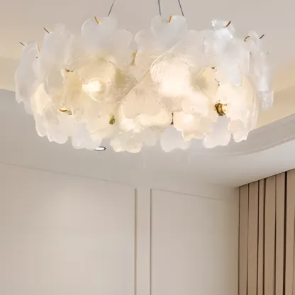 Gold Glass Floral Modern Crystal Chandelier Light Image - 8