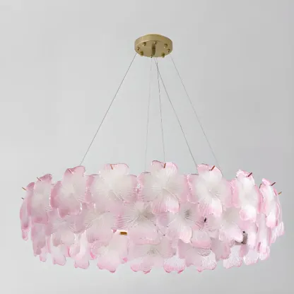 Gold Glass Floral Modern Crystal Chandelier Light Image - 10