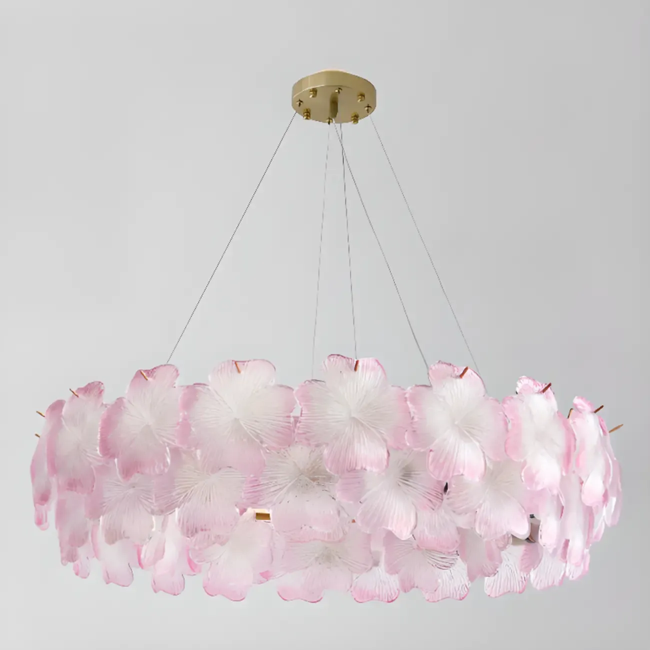 Gold Glass Floral Modern Crystal Chandelier Light Image - 11