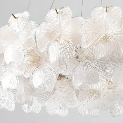 Gold Glass Floral Modern Crystal Chandelier Light Image - 4