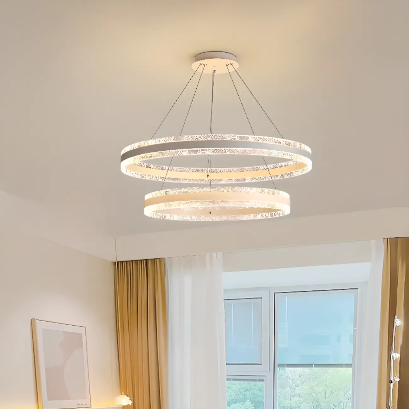 Gold Crystal Circular Metal Chandelier Modern Design Image - 2