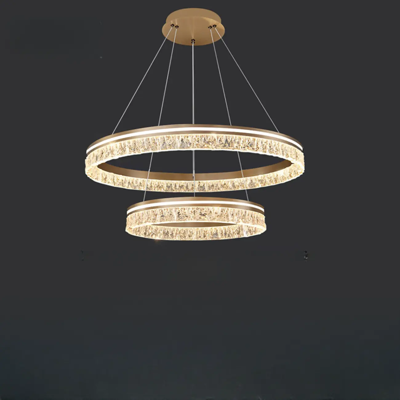 Gold Crystal Circular Metal Chandelier Modern Design Image - 8 | homeyfad