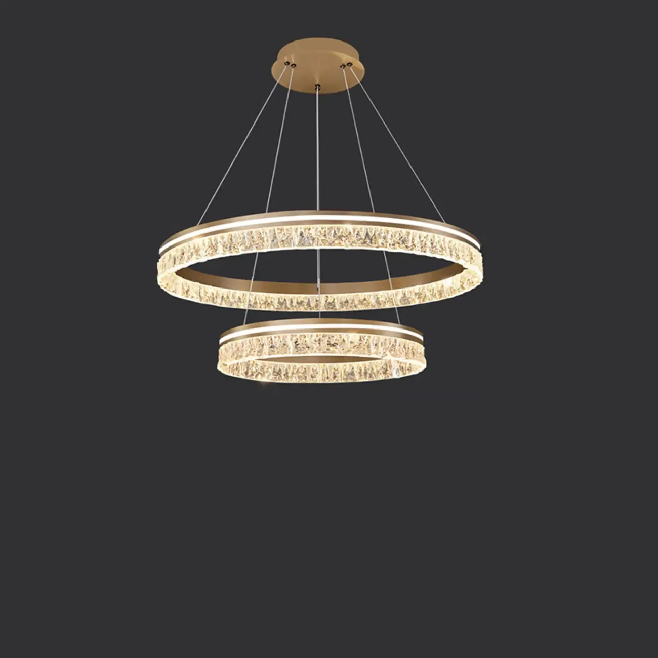 Gold Crystal Circular Metal Chandelier Modern Design Image - 9