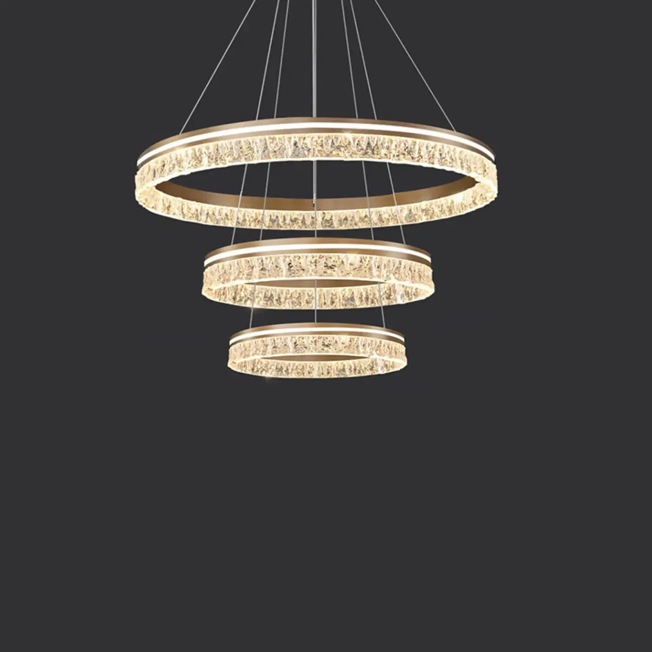 Gold Crystal Circular Metal Chandelier Modern Design Image - 10