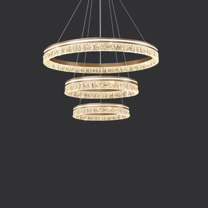 Gold Crystal Circular Metal Chandelier Modern Design Image - 10