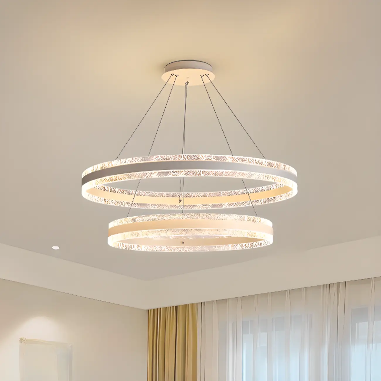 Gold Crystal Circular Metal Chandelier Modern Design Image - 13 | homeyfad
