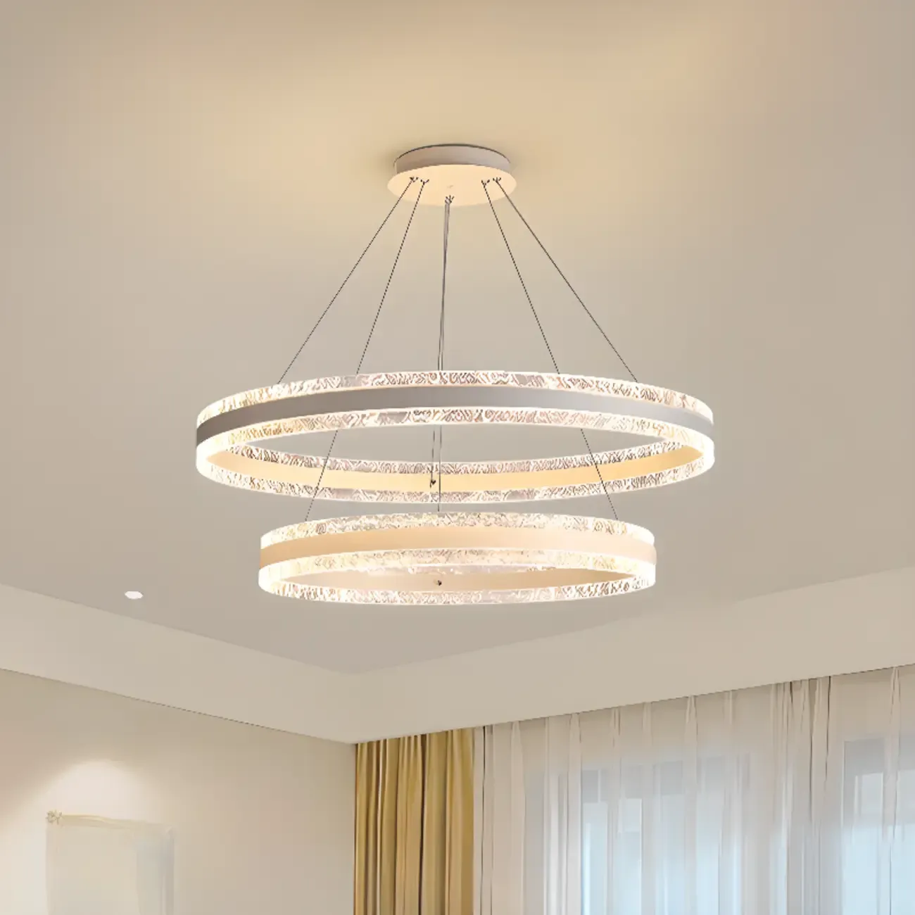 Gold Crystal Circular Metal Chandelier Modern Design Image - 13