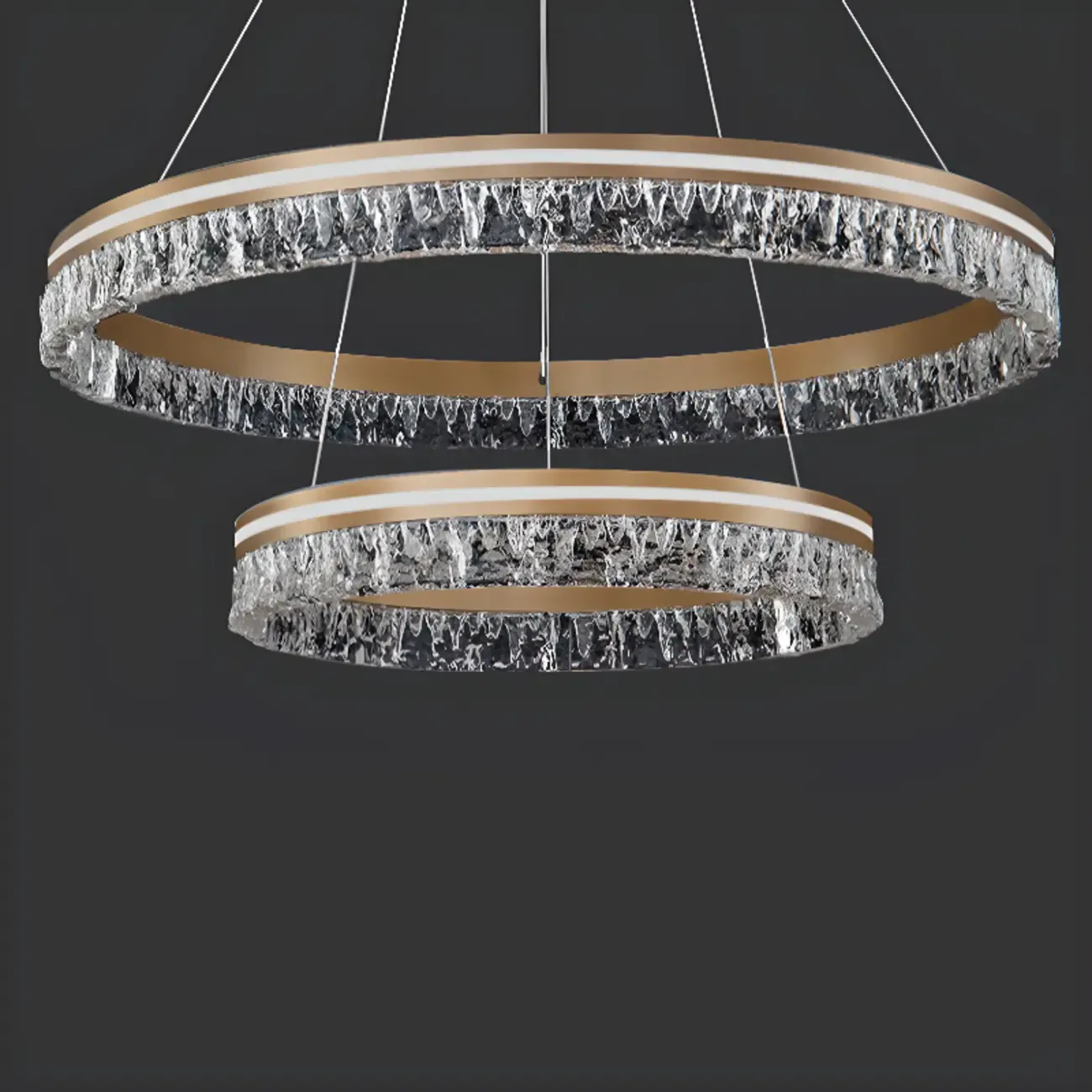 Gold Crystal Circular Metal Chandelier Modern Design Image - 15