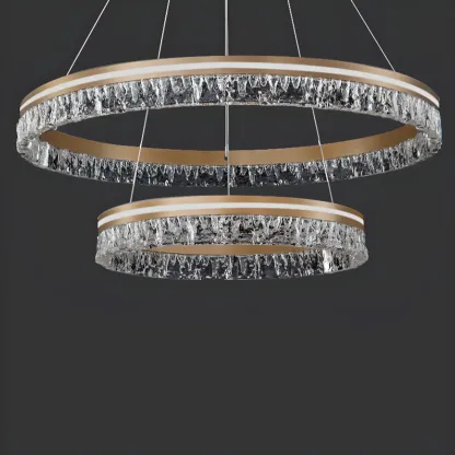 Gold Crystal Circular Metal Chandelier Modern Design Image - 15
