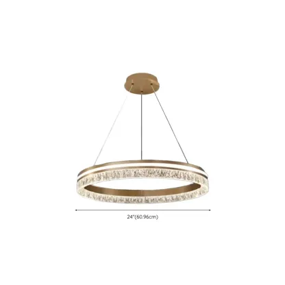 Gold Crystal Circular Metal Chandelier Modern Design Image - 21